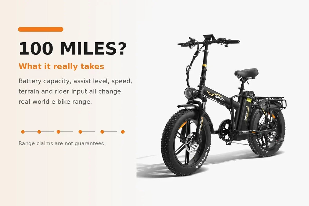 100 mile electric bike guide explaining battery capacity, range and real-world riding conditions