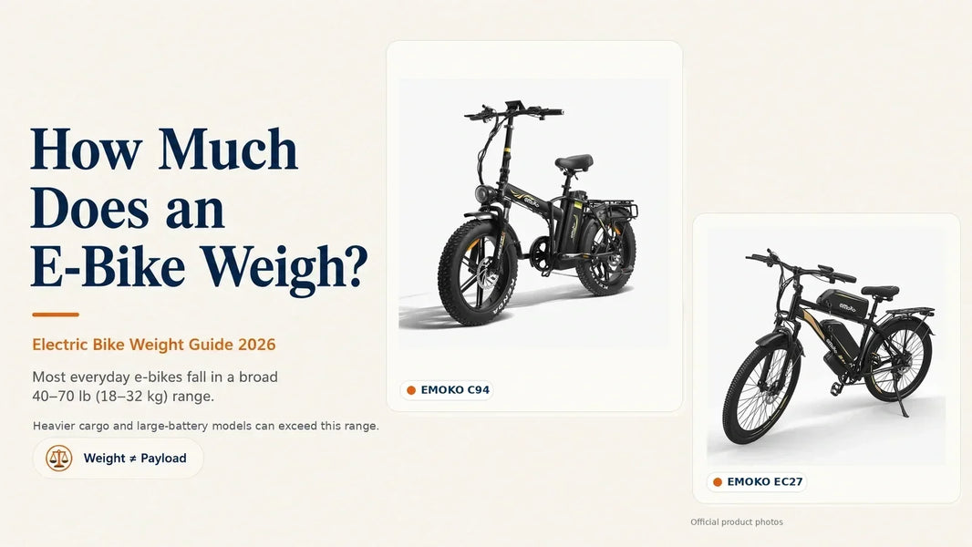 How much does an e-bike weigh in 2026 with EMOKO C94 and EC27 examples and typical electric bike weight ranges