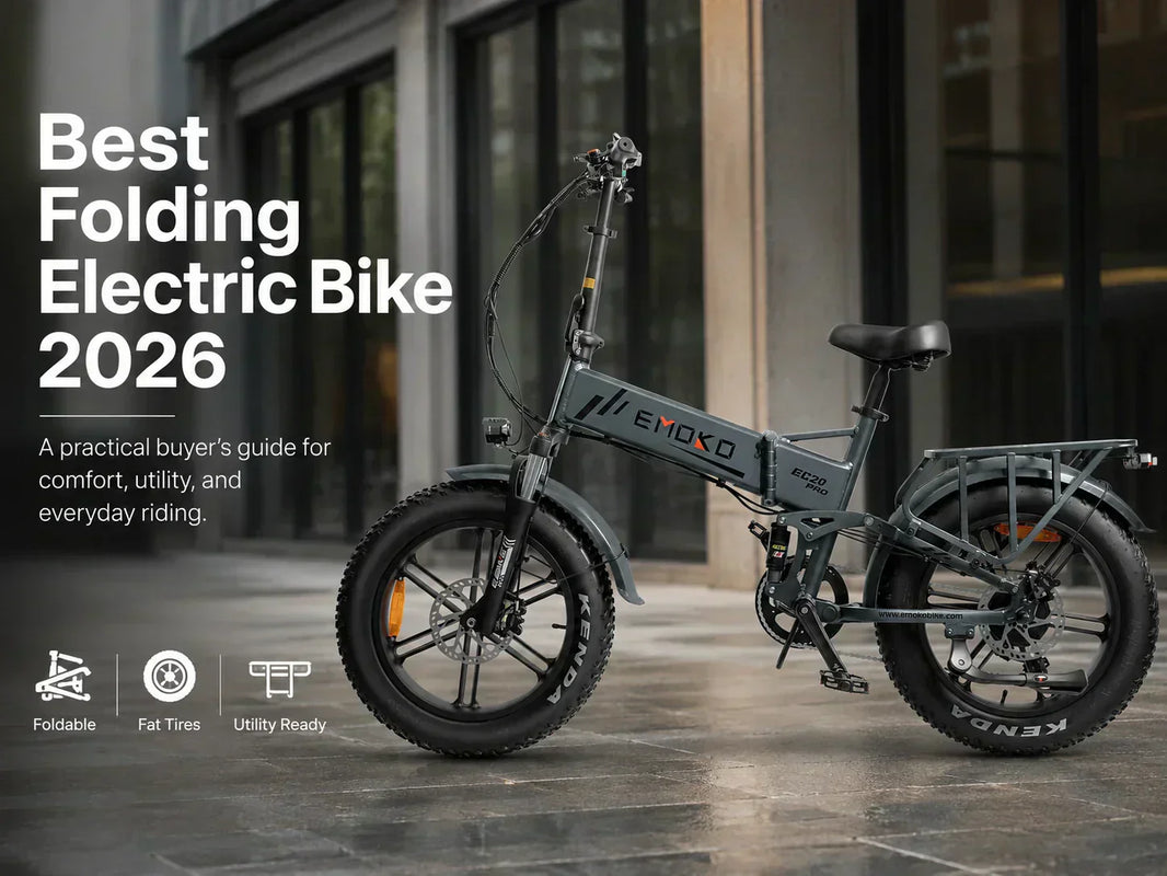 EMOKO EC20 folding electric bike featured in a 2026 buyer's guide for comfort, utility, and everyday riding.