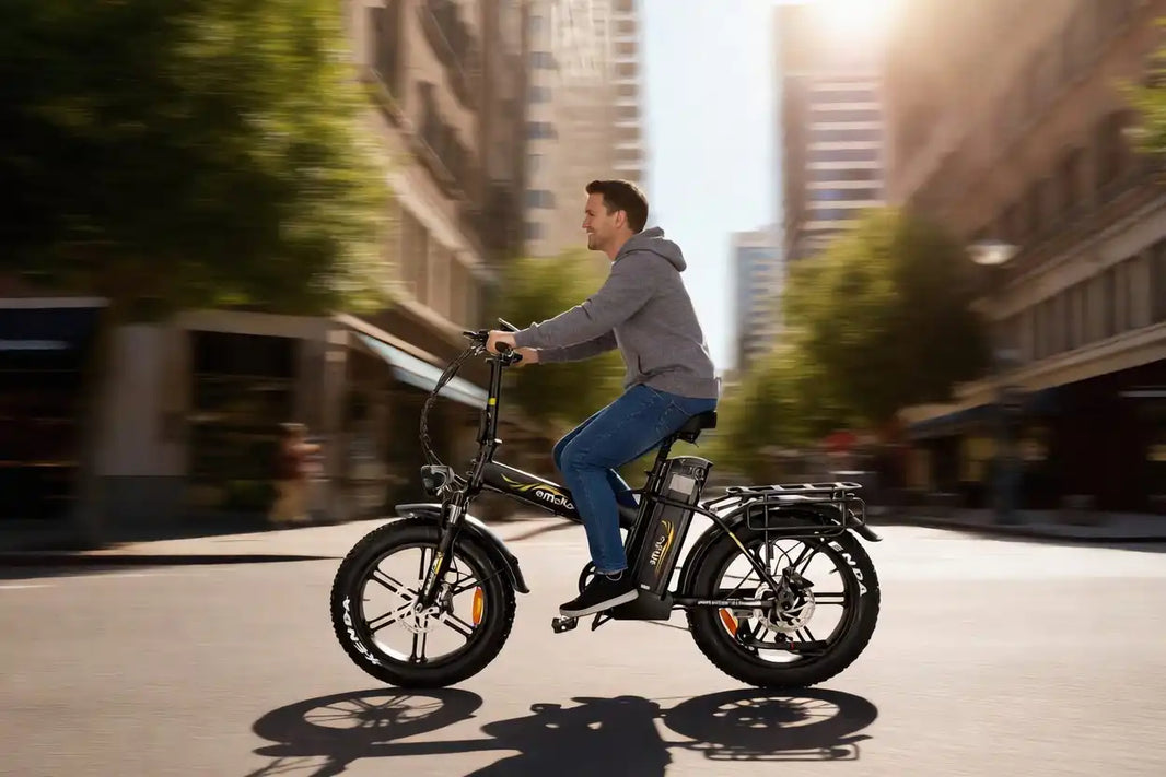Emoko C94 being used as the best long range fat tire electric bike UK 2026 for coastal touring.