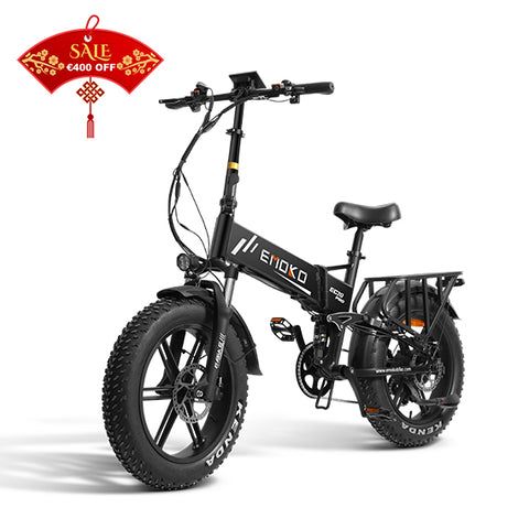 Emoko EC20 E-bike Dobrável | Suspensão Total Bateria 48V 18Ah Autonomia 80km & Bagageira Traseira em Liga