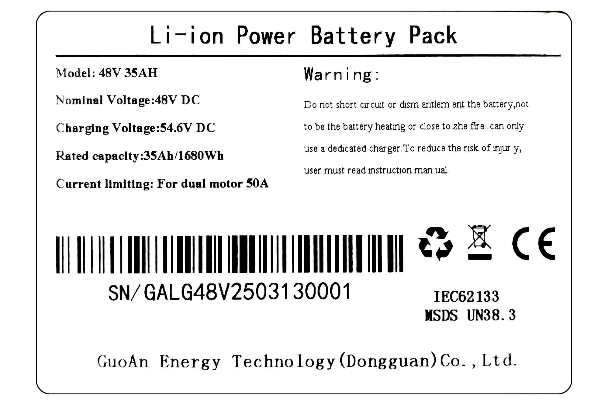 Battery 48v electric​