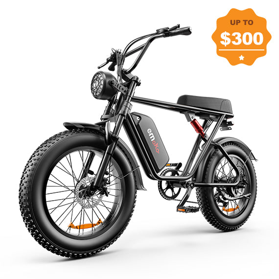 EMOKO C91 48V 1000W Fat Tire Ebike - Retro Moped Off-Road