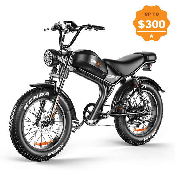EMOKO C93 Moped Electric Bike| 1000W Off-Road Fat Tire Ebike