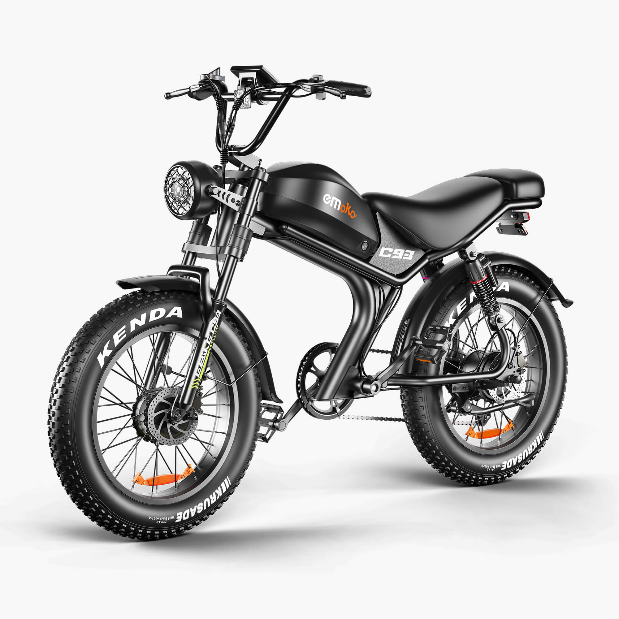 Emoko C93 moped 2000w dual motor 23ah battery fat tire ebike with full suspension hydrulic brakes for adults