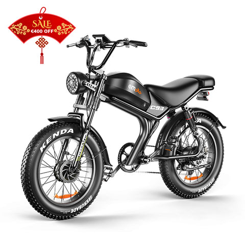 Emoko C93 ciclomotor/bicicleta elétrica 2000w motor duplo bateria 23ah pneus fat suspensão total travões hidráulicos para adultos