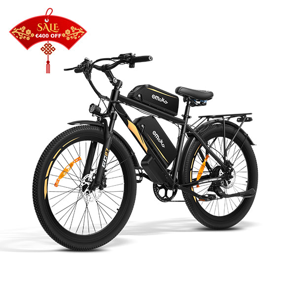 EMOKO EC27 Electric Dual Battery Long Range bicycle for food delivery, 27.5-Inch Wheels and Rear Rack